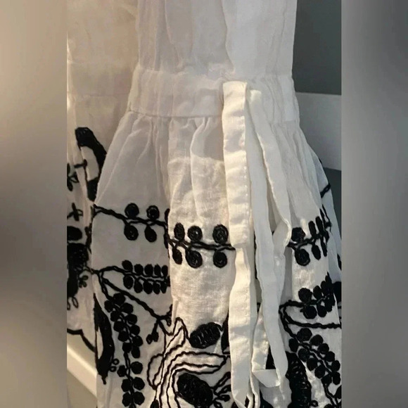 Scully Women’s Boho Western Embroidered Cotton Ruffle‎ Blouse White Black S EUC - Picture 8 of 13